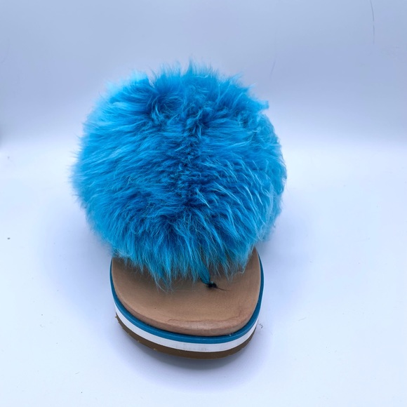 UGG, Holly, Turquoise Shearling Slingback Thong Sandals - Picture 6 of 6